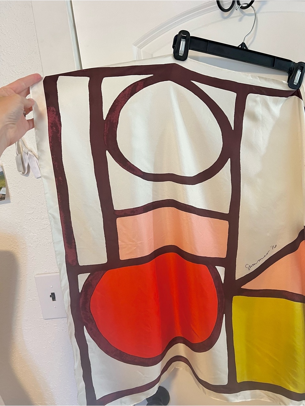 NWT 100% Silk Scarf Ann Taylor Loft Colorful Geometric Print “Summer of ‘16”